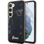 Guess dėklas Samsung Galaxy S23 – Golden Marble, juodas