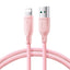 Joyroom laidas Multi-Color Series S-A34 USB-A / Lightning 3A 1m rožinis