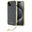 Guess 4G Charm dėklas iPhone 15 Plus – pilkas
