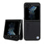 BMW Leather Hot Stamp dėklas Galaxy Z Flip5 – juodas -- Samsung Galaxy Z Flip 5