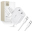 Tech-Protect C20W įkroviklis 2x USB-C PD 20W su USB-C / USB-C laidu - baltas -- Cell phone chargers