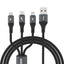 Dudao L3E 3 in 1 60W MicroUSB USB-C Lightning laidas 1.2m - juodas