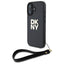 DKNY dėklas iPhone 16 6,1" su riešo dirželiu – juodas