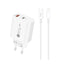 A6MaxL sieninis įkroviklis 20W USB-A USB-C su 1m USB-C - Lightning laidu - baltas