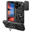 Hybrid Armor Camshield iPhone 17 Pro dėklas su stovu ir fotoaparato dangteliu – juodas
