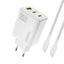 Dudao A29C 65W GaN sieninis įkroviklis + USB-C laidas - baltas -- Cell phone chargers