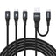 Dudao Laidas L3W USB-A/USB-C to Lightning/USB-C/MicroUSB 66W - juodas