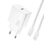 Dudao sieninis įkroviklis A27CEU PD 25W GaN SB-C su USB-C laidu - baltas