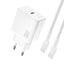 Dudao sieninis įkroviklis A27PCEU PD 30W GaN USB-C su USB-C laidu - baltas
