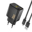 Dudao sieninis įkroviklis A27STEU 25W GaN USB-A su USB-A - USB-C laidu - juodas