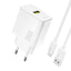 Dudao sieninis įkroviklis A27STEU 25W GaN USB-A su USB-A - USB-C laidu - baltas
