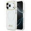 Guess IML Gradient Script Metal MagSafe Dėklas, skirtas iPhone 17 Pro Max - White