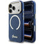 Guess IML Script Metal MagSafe Dėklas, skirtas iPhone 17 Pro - Blue