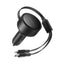 Orico Dual Stretch 60W USB-C automobilio įkroviklis su dviem atitraukiamais USB-C + Lightning kabeliais - juodas -- Car...