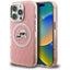 Karl Lagerfeld IML Glitter Karl & Choupette Heads Logo MagSafe dėklas, skirtas iPhone 16 Pro - Rožinis -- iPhone 16 Pro