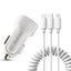 Dudao automobilinis rinkinio įkroviklis 2x USB 2.4A + USB 3in1 Lightning / Type C / micro USB laidas baltas (R7 white)