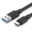 Ugreen US184 20882 USB-A 3.0 / USB-C 3A kabelis 1 m - juodas -- Cell phone cables