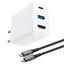 Acefast 2-in-1 GaN 65W įkroviklis USB Type-C / USB, HDMI 4K @ 60Hz adapteris (rinkinys su laidu), baltas (A17 baltas)
