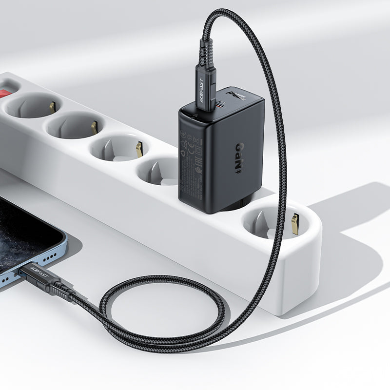 Acefast dviejų jungčių įkroviklis A29 PD50W GaN (USB-C + USB-C) juodas