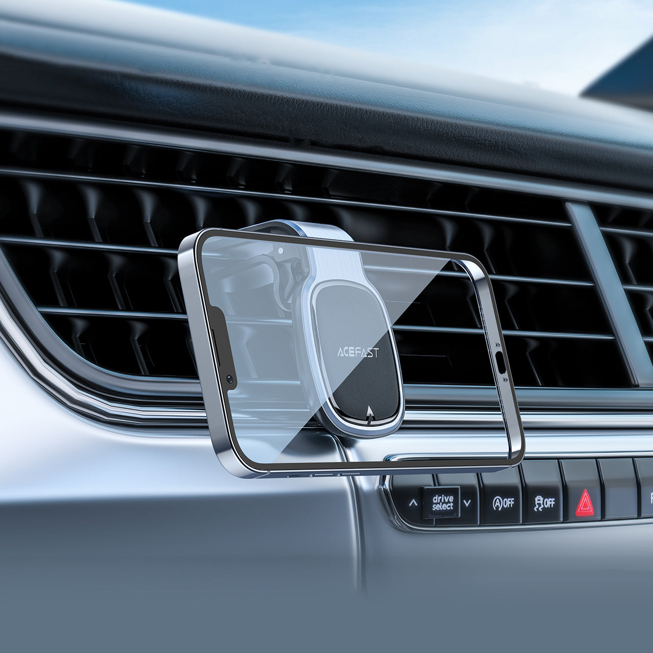 Acefast D16 magnetinis automobilinis ventiliacijos grotelių laikiklis (nereikia MagSafe), pilkas