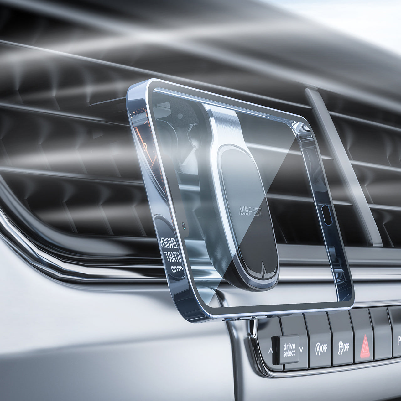 Acefast D16 magnetinis automobilinis ventiliacijos grotelių laikiklis (nereikia MagSafe), pilkas