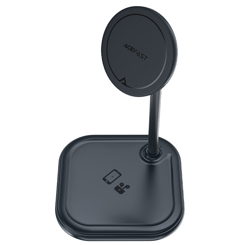 Acefast 15W Qi belaidis įkroviklis iPhone (su MagSafe) ir Apple AirPods, stovas, magnetinis laikiklis pilkas (E6 pilkas)