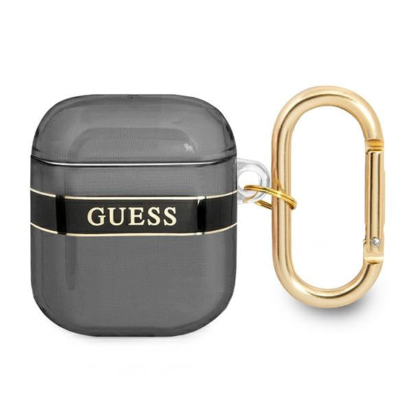 Guess AirPods dėklas su dirželiu – juodas -- AirPods 1 / AirPods 2