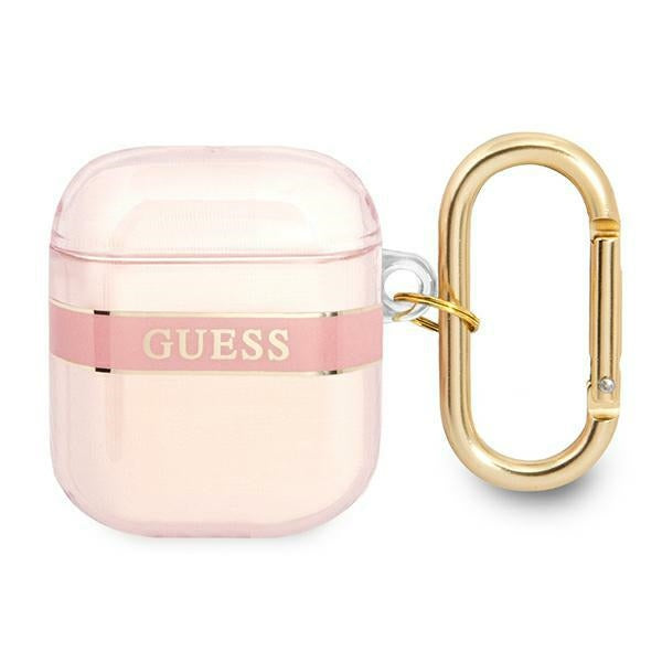 Guess AirPods dėklas su dirželiu – rožinis -- AirPods 1 / AirPods 2