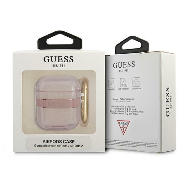 Guess AirPods dėklas su dirželiu – rožinis -- AirPods 1 / AirPods 2
