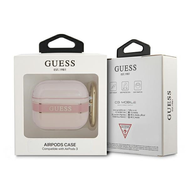 Guess AirPods 3 dėklas su dirželiu – rožinis