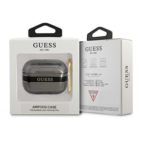 Guess AirPods Pro dėklas su dirželiu – juodas