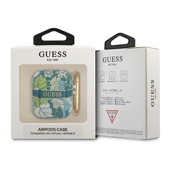 Guess AirPods dėklas – žalias, Flower Strap
