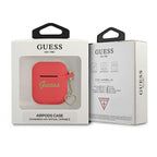 Guess silikoninis dėklas AirPods – raudonas, Charm Heart