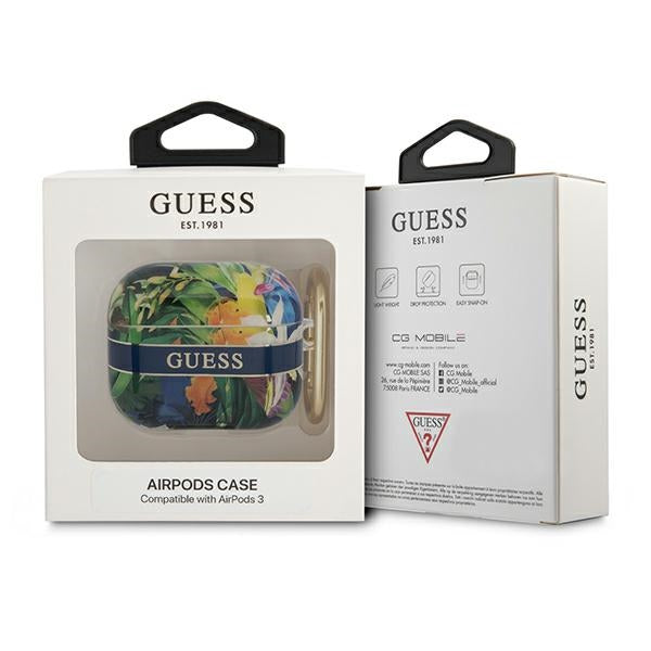 Guess AirPods 3 dėklas – mėlynas Flower Strap