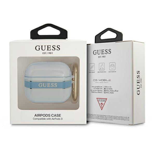 Guess AirPods 3 dėklas su dirželiu – mėlynas
