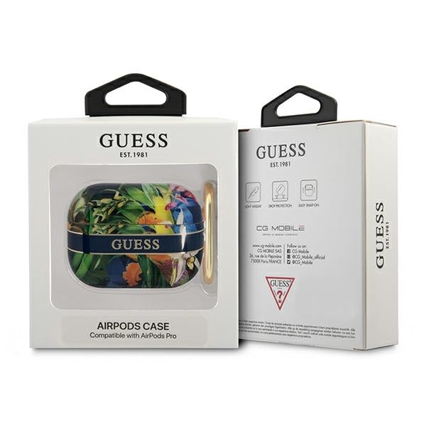 Guess AirPods Pro dėklas – mėlynas, gėlių motyvas