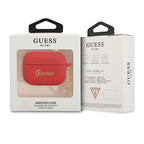 Guess GUAPLSCHSR AirPods Pro dėklas - raudonas silikoninis Charm Heart Collection