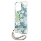 Guess dėklas iPhone 13/13 Pro – žalias, Flower Strap