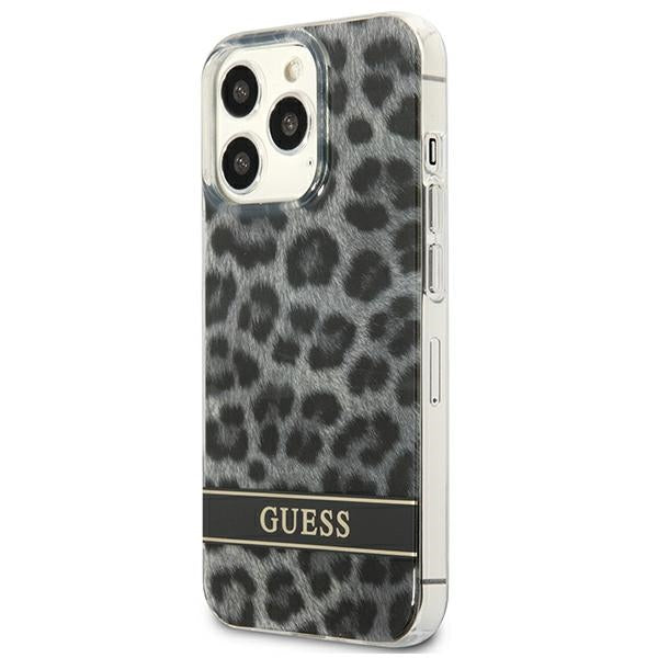 Guess Leopard dėklas iPhone 13/13 Pro – pilkas
