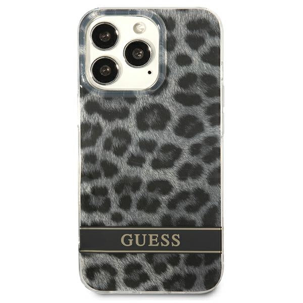 Guess Leopard dėklas iPhone 13/13 Pro – pilkas