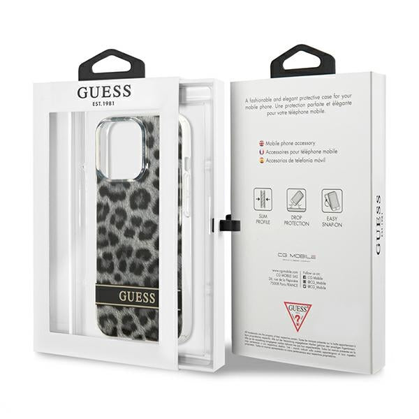 Guess Leopard dėklas iPhone 13/13 Pro – pilkas