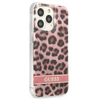 Guess Leopard dėklas iPhone 13/13 Pro – rožinis