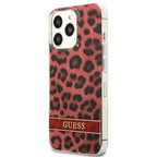 Guess Leopard dėklas iPhone 13/13 Pro – raudonas