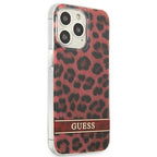 Guess Leopard dėklas iPhone 13/13 Pro – raudonas