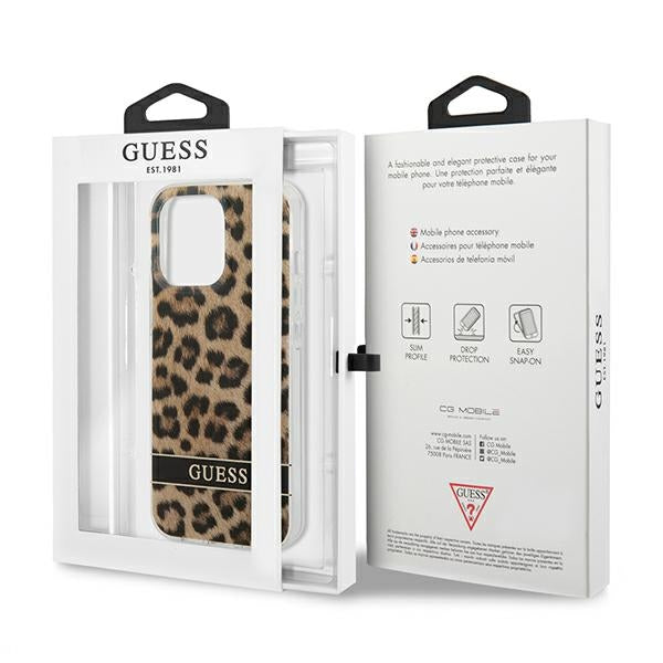 Guess Leopard dėklas iPhone 13 / 13 Pro – rudas -- iPhone 13 Pro