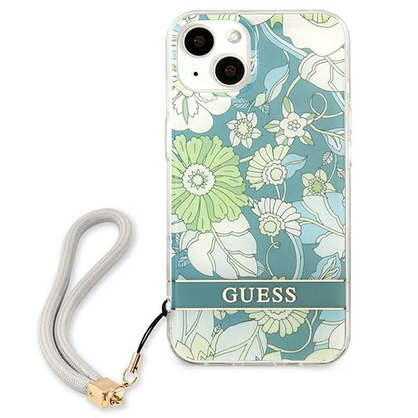 Guess dėklas iPhone 13 mini – žalias, Flower Strap -- iPhone 13 Mini