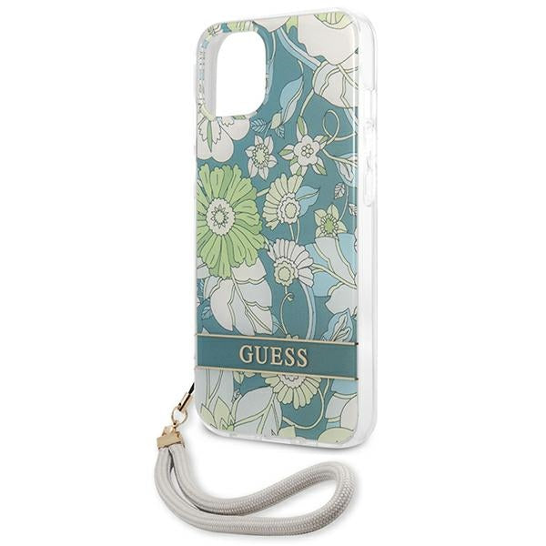 Guess dėklas iPhone 13 mini – žalias, Flower Strap -- iPhone 13 Mini