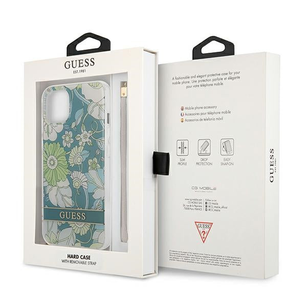 Guess dėklas iPhone 13 mini – žalias, Flower Strap -- iPhone 13 Mini