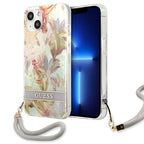 Guess dėklas iPhone 13 mini – violetinis su raišteliu