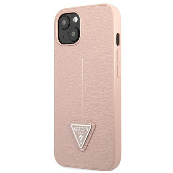 Guess Saffiano Triangle dėklas iPhone 13 mini – rožinis